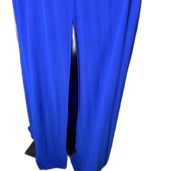 Lulus Wondrous Water Lilies Royal Blue Maxi Dress Sz M Long Semi Formal V Neck - Picture 8 of 14